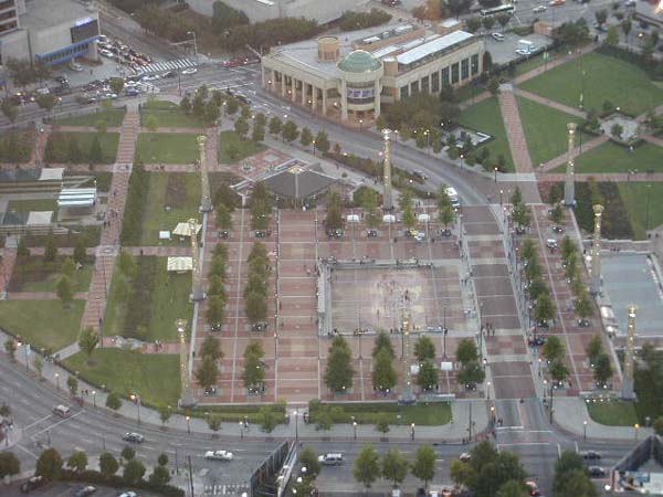 Der Olympiapark in Atlanta von oben aus dem Westin Peachtree Plaza